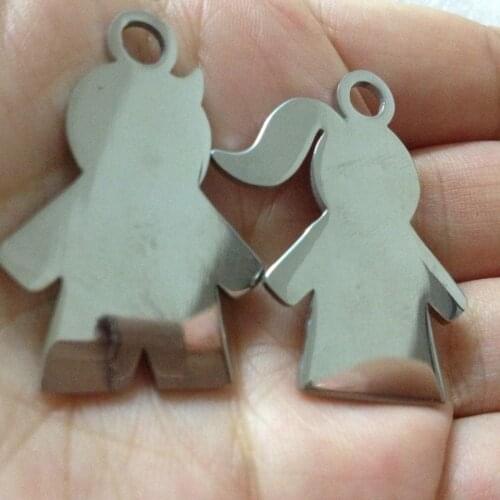 One pair of couole Stainless Steel Plain Boy girls pendant necklace no chain