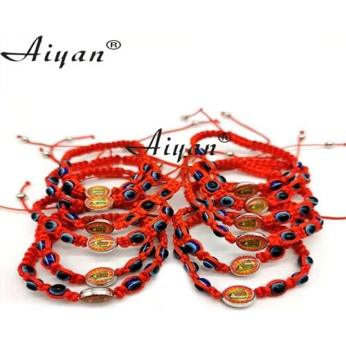 12 Pieces Baby Size Virgin Mary And Eye Bead Braided Bracelet Has Exorcism Protection And Can Also For Prayer Or As A Gift