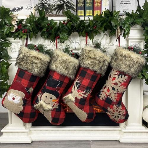 Christmas Tree Hanging Home Tree Xmas Decor Santa Stocking Sock Gift Candy Bags Lovely Gift Bag for Children Fireplace Tree