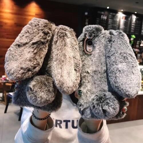 Fluffy Case For Samsung Galaxy S21 S20 FE A22 A82 5G S7 Edge S8 S9 S10 Plus S10E Case Note 10 4 5 8 9 Bunny Soft Warm Back Cover