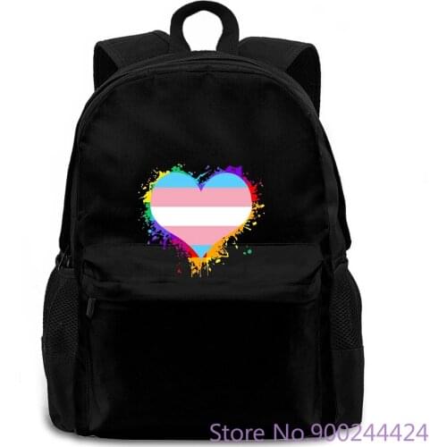 Transgender Flag Heart Prints Printing women men backpack laptop travel school adult student
