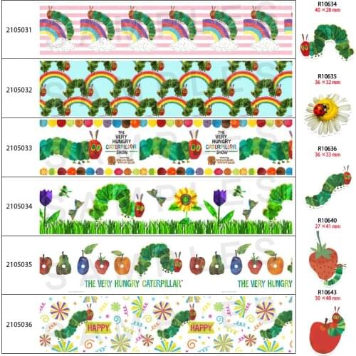 Cute Caterpillar 30pcs/lot Acrylic Resins Pattern Printed for DIY Headband Hair Accessory Earring