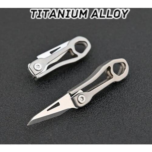 Cute Titanium Alloy Mini Folding Knife Portable Small Blade EDC Keychain Pendant Express Unpacking Pocket Knife Gift