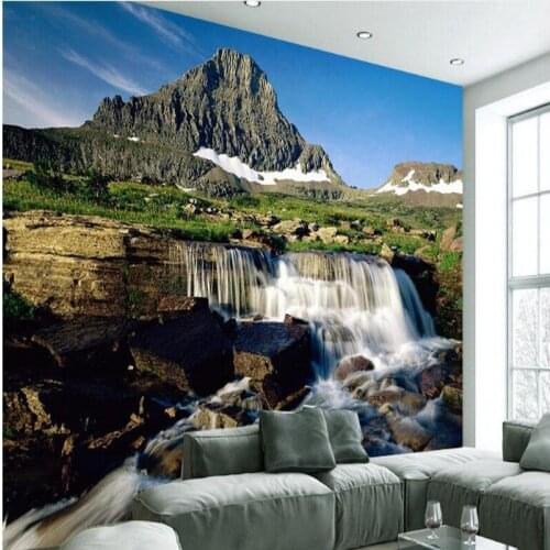 Wellyu Custom large - scale murals modern 3D water landscape waterfall living room TV backdrop environmental wallpaper