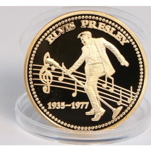 Newest Elvis Presley 999 Real Gold Plated Coin 1935-1977 The King of N Rock Roll Gold Commemorative Coins Gift