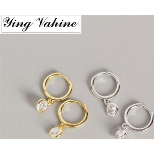 Ying Vahine 100% 925 Sterling Silver Small Round CZ Pendant Stud Earrings for Women