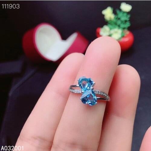 KJJEAXCMY fine jewelry natural blue topaz 925 sterling silver new women gemstone ring support test fashion