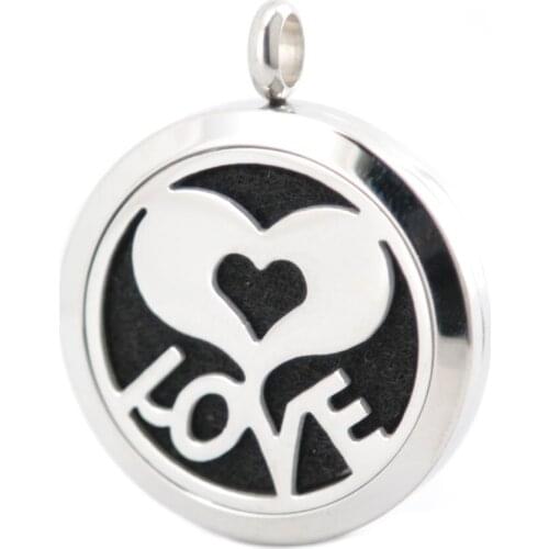 10pcs 30mm Plain Love Aromatherapy Essential Oil Surgical Stainless Steel Perfume Diffuser Locket Necklace Pendant