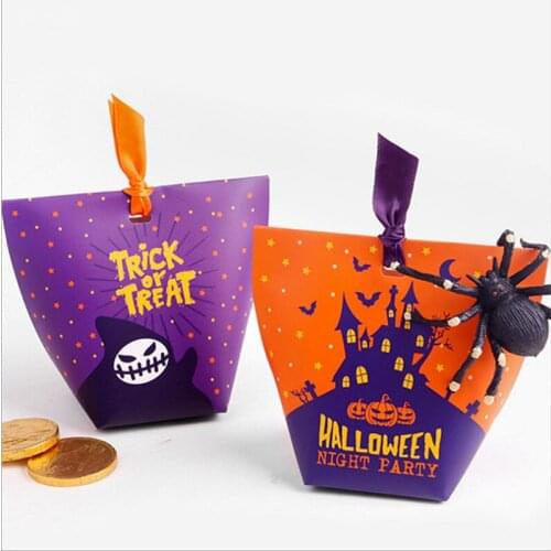 10pcs/lot Halloween Castle Ghost DIY Paper Bags Candy Chocolate Boxes Without Ribbon DIY Party Supplies