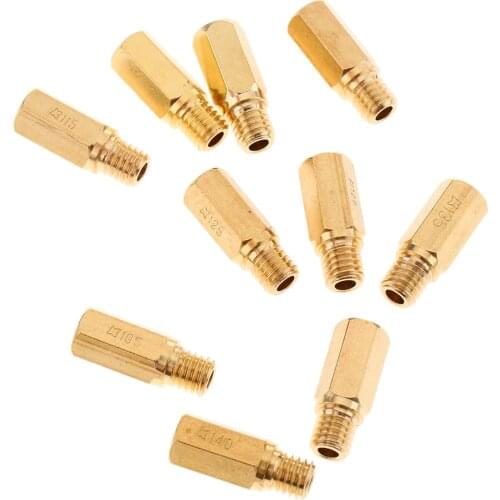 10pcs Hex Carburetor Main Jet Injectors Kit 100 105 108 110 115 120 125 130 135 140 Size Replacement for Keihin OKO PE PWK