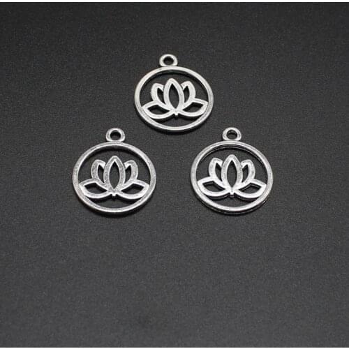 10pcs vintage alloy religion round lotus pendant alloy DIY handmade jewelry accessories
