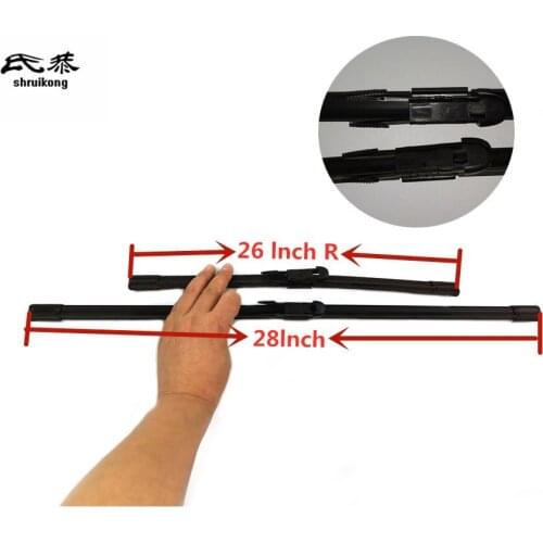 Free shipping 2pcs/lot car styling stickers Wiper blades for Peugeot 307 (2004-2008) 28"+26"R fit pinch tab type wiper arms only