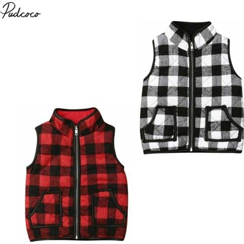 2019 Brand Kids Baby Girls Winter Vest Hoodies Waistcoat Coat Jacket Gilet Outwear Plaid Zipper Sleeveless Coat