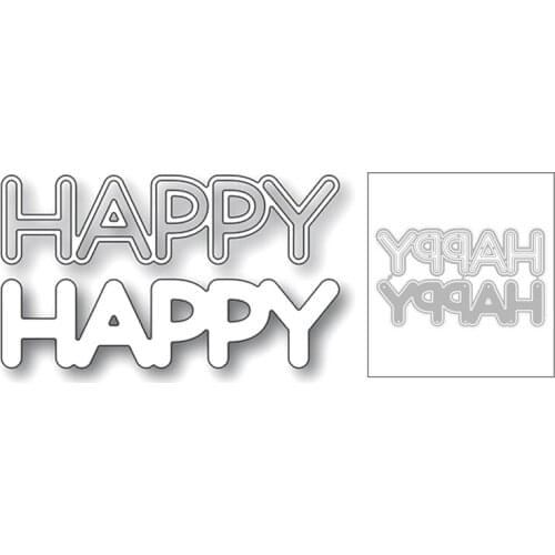 2020 New English Words Happy and Silhouette Metal Cutting Dies For Cut Paper Craft Making Greeting Card Scrapbooking NO Stamps