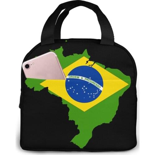 2021 Flag Map Of Brazil lunch bag kid women insulation portable waterproof picnic coole bag breakfast school reusable food bag