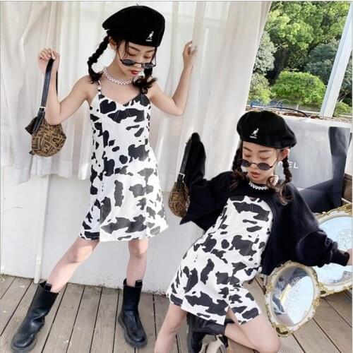 2021 Korean style girls printed dress fashion summer girls dresses 6-12 years B186