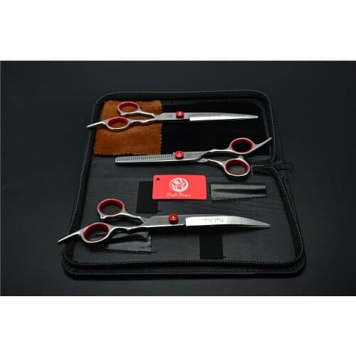 3Pcs Suit 7.0'' 19.5cm Pets Professional Hair Hairdressing Scissors Cutting Shears + Thinning Scissors +Down Curved Shears Z3001
