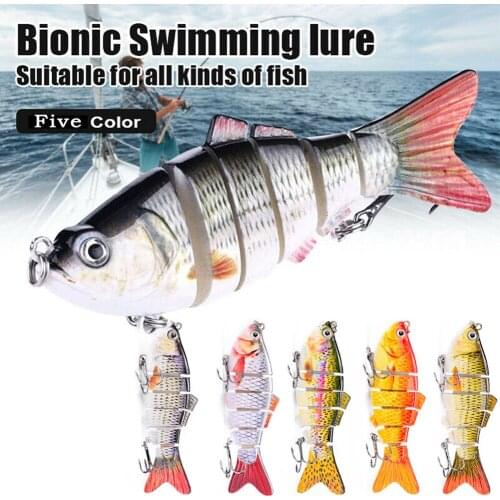 5Pcs Lure 3.9" Swimbait Bass Fishing Hard Lure 6-segment Jointed Lure Bionic Swimming Lures with Tackle Box Fishing Accessories
