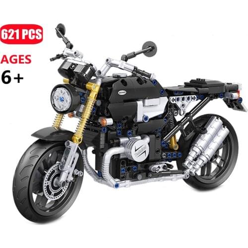 621PCS High-tech City Classic Retro Motorcycle Model Building Block MOC Ideas Bricks Kids Toys For Boys Holiday Gift 7052