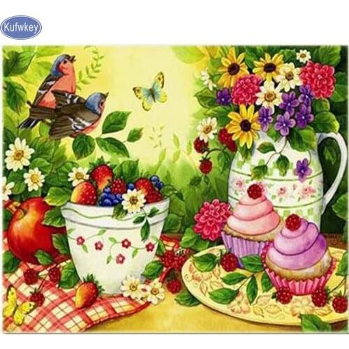 Diamond Painting Flowers and Fruit Crafts Diamond Embroidery bead Set Needlework Mosaic picture of rhinestones Home Decoration