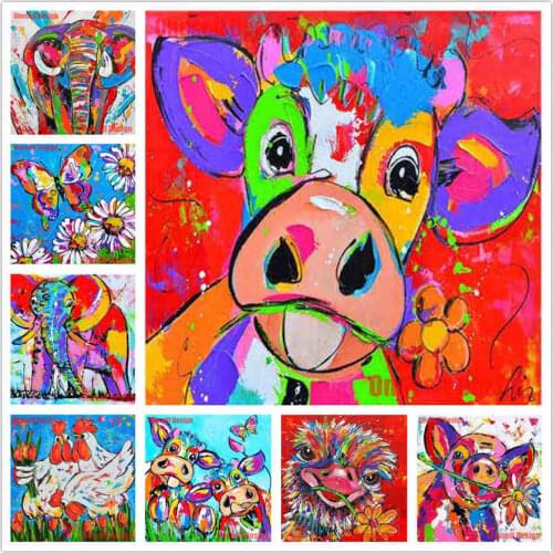 New 5d diamond painting full animal Cow 5d diamond embroidery full set chicken rhinestone pictures elephant christmas decortion
