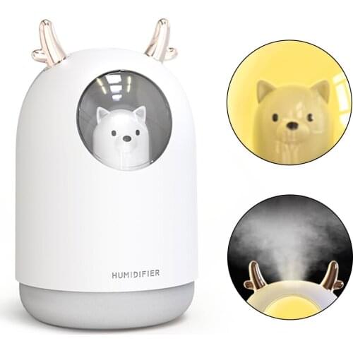 300ML Cute Bear Car Humidifier USB Air Purifier LED Night Mood Light Aroma Essential Oil Diffuser Mist Maker Air Fresher