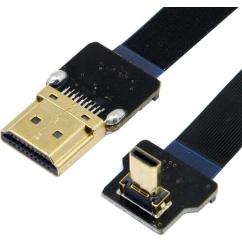 BAAQII 90 Degree Up Angled FPV Micro HDMI Male to HDMI Male FPC Flat Cable 50cm AA4069