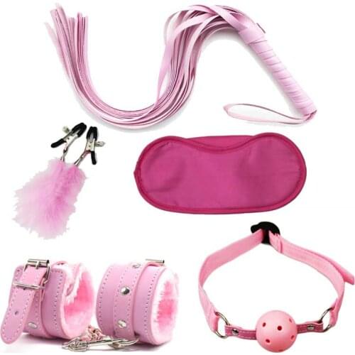 BDSM whip Handcuff Ankle-cuffs Restraint Bondage gag breast nipple clip mask Fetish Cosplay punish sex toy game for couple slave