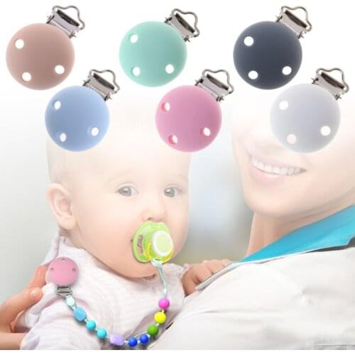 Baby Baby Pacifier Clip Silicone Soother Teether Nipple Holder Round Soft Saliva Towel Clips Toys Buckle Newborn Nursing DIY