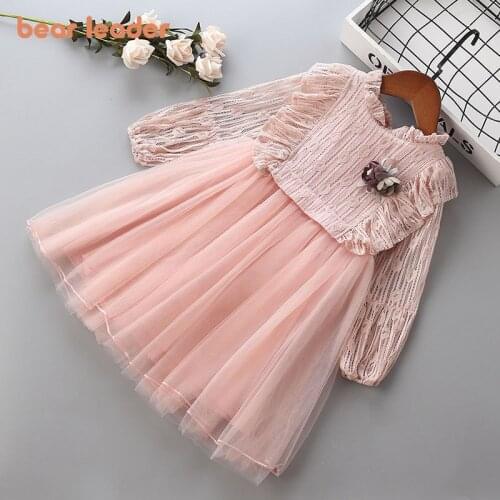 Bear Leader Kids Girls Princess Dresses New Spring Autumn Baby Girls Flowers Appliques Party Costumes Wedding Vestidos 2-6 Years