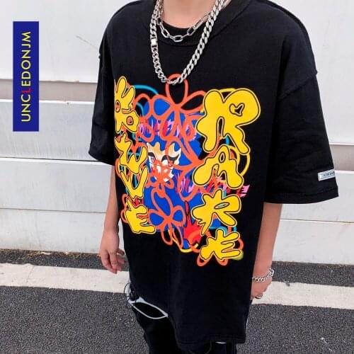 Graffiti letter print T-shirt Japan Style Cartoon oversized t shirt kawaii clothing Anime t shirts for women B630