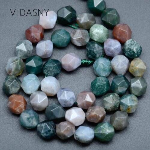 Natural Gem Faceted India Agates Spacer Beads For Jewelry Making 6/8/10mm Loose Stone Beads Diy Bracelet Necklace 15'' Wholesale
