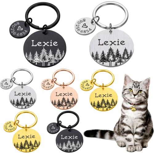 Anti-lost Dog ID Tag Dog Collar Forest Pet ID Name Phone Number Personalized Tag for Cat Puppy Dog Collar Tag Pendant