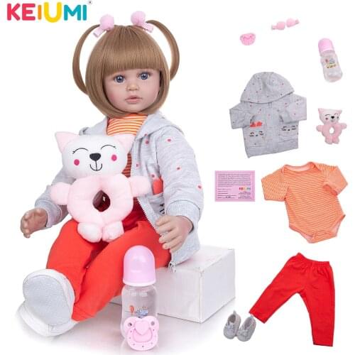 KEIUMI New Design Reborn Baby Dolls Lifelike Cloth Body 60 CM Toddler Baby Toy Dolls For Kids Cosplay Playmate Birthday Gift