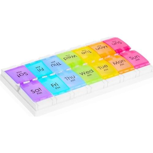 7 Day Weekly 14 Compartments Pill Box Medicine Tablet Storage Organizer Container Case Pill Storage Box Health Care Tools