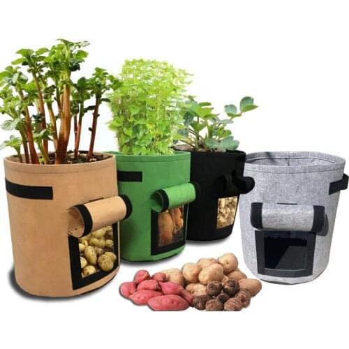 Potato planting bag non-woven fabric potato grow bag graden bag for Vegetables, Tomatoes, Carrots, Onions 4gallon 7gallon 10 gal