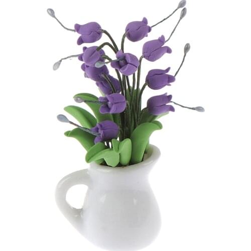 Mini Dollhouse Artificial Green Fake Plant Flower In Pot Fairy Garden Doll Houses Toy 1/12 Scale Dollhouse Miniature