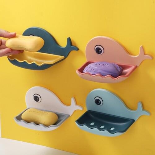 Whale Soap Box Bathroom Soap Holder Dish Storage Plate Tray Wall-mounted Punch-free Bathroom Drain Supplies Bathroom Gadgets