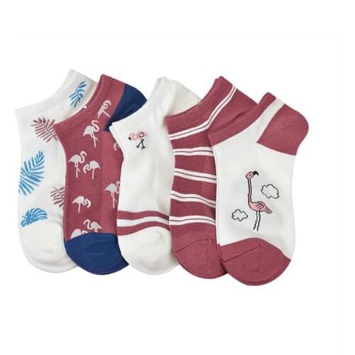 Yishine 10 Pairs/Set Women Socks Fox Flamingo Cute Animals Cotton Short Socks Female Casual Funny Socks Spring Summer Sock Sokke