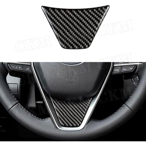 Carbon Fiber Car Steering Wheel Trim Frame Panel Cover Sticker For Toyota Camry 2018 2019 Car Styling