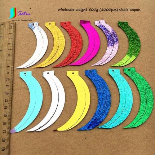 Super Large Size 500g Paillettes Sewing Wedding Crafts Decoration Material Sickle Cat Tail Shape Loose Laser Sickle Sequin