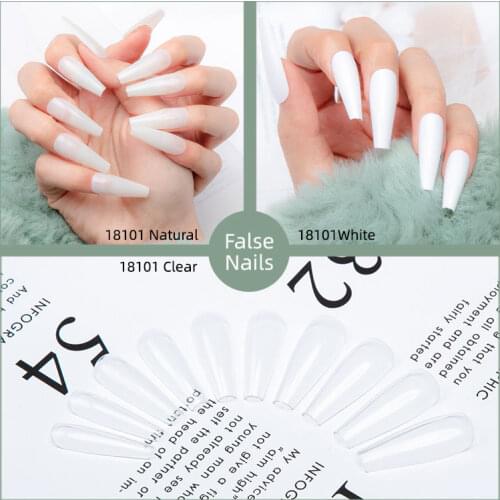 Professional Fake Art Nails Tips Extra Long French Salon Press On Nails Clear Natural Acrylic Coffin False Nail Accesorios