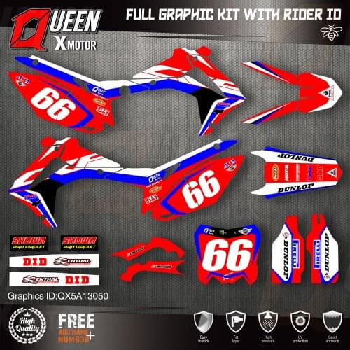 QUEEN X MOTOR Custom Team Graphics Backgrounds Decals Stickers Kit For HONDA 2014-2017 CRF250R 2013-2016 CRF450R 050