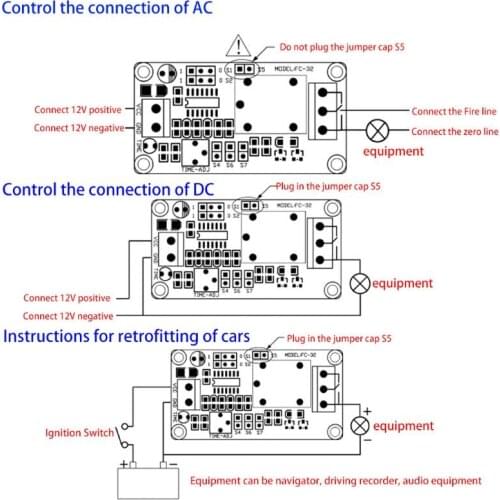 12V DC Delay Delay Relay Turn on / Delay Turn off Switch Module with Timer