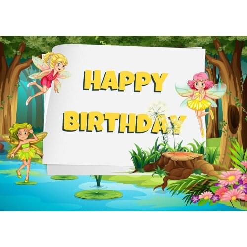 Cartoon Forest Angel Happy Birthday alphabet birthday party set photography background photograph background