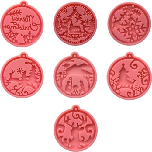Christmas Keychain Epoxy Resin Mold Jewelry Pendants Silicone Mould DIY Crafts Decoration Casting Tools