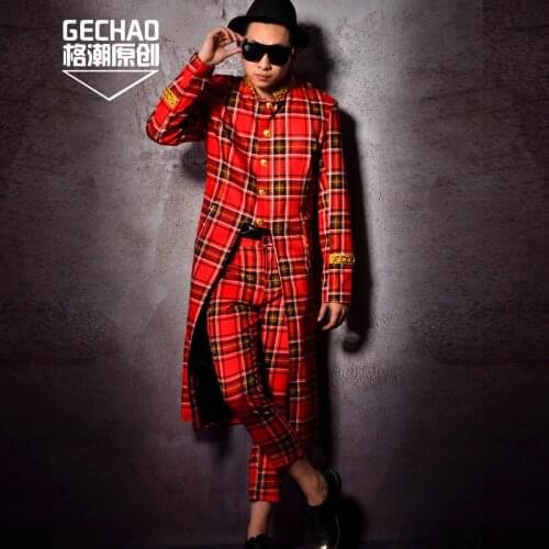 S-5xl 2021 New Plus Size Suits Mens Clothing Fashion Dj Scotland Long Suit Nightclub Performance Show Slim Blazers