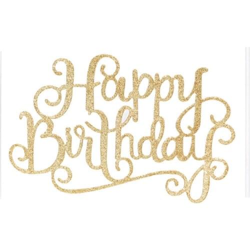 Happy Birthday Party 13cm Gold Silver Glitter Cake Toppers Decoration For Kids Birthday Party Favors Shower Decoration Supplies