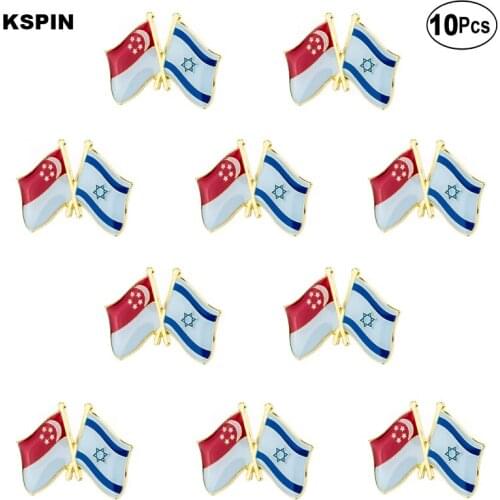 Singapore & Israel Friendship Flag Lapel Pin Flag badge Brooch Pins Badges 10Pcs a Lot