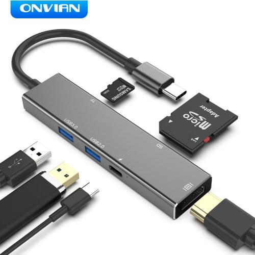 Onvian usb c hub with power adapter type c OTG splitter extender multi usb 3.0 2.0 dock SD/TF HDMI For macbook Pro Accessories
